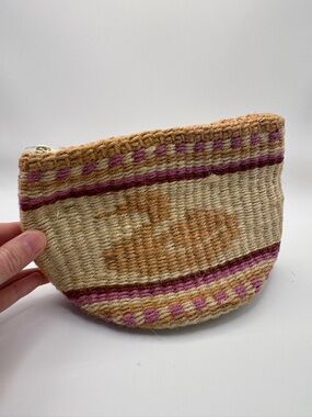 Vintage Duck Motif Weave bag zippered cosmetic case boho